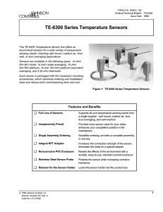 Johnson Cntl TE-6323P1 Product Bulletin (TD1