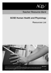GCSE Human Health and Physiology Resource list Resource