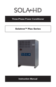 Three-Phase Power Conditioner Solatron™ Plus Series Instruction