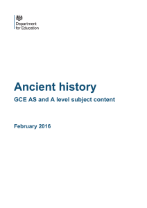 GCE AS and A level subject content for ancient history
