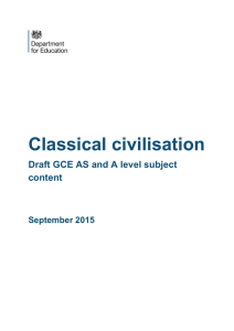 Classical civilisation: draft GCE AS and A level subject