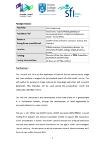 1 Post Specification Post Title: PhD Studentship Post Status/Ref