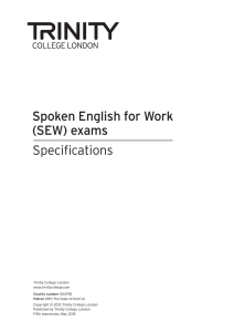 SEW Specifications - Trinity College London