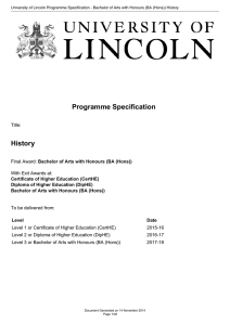 University of Lincoln Programme Specification