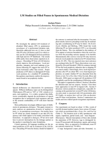 LM Studies on Filled Pauses in Spontaneous Medical Dictation