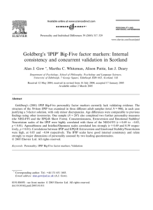 Goldberg`s `IPIP` Big-Five factor markers: Internal consistency and