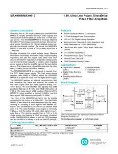 MAX9509/MAX9510 1.8V, Ultra-Low Power, DirectDrive Video Filter
