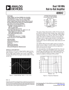 AD8042 Dual 160 MHz Rail-to-Rail Amplifier data sheet (REV.B)