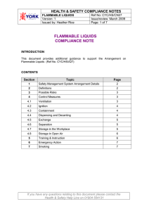 FLAMMABLE LIQUIDS COMPLIANCE NOTE