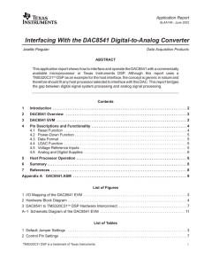 Interfacing with the DAC8541 Digital-to-Analog