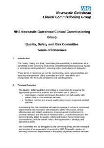 Quality, safety and risk committee terms of reference