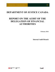 REPORT ON THE AUDIT OF THE DELEGATION OF FINANCIAL