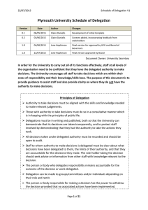 Plymouth University Schedule of Delegation