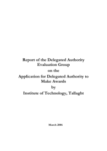 Report of the Delegated Authority Evaluation Group on the