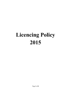 Aproved Licencing Policy-2015 - Gross National Happiness