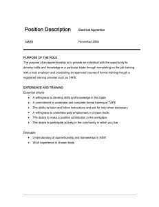 Position Description Electrical Apprentice
