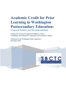 Academic Credit for Prior Learning in Washington Postsecondary