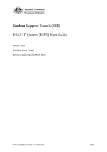 Student Support Branch (SSB) HELP IT System (HITS) User Guide