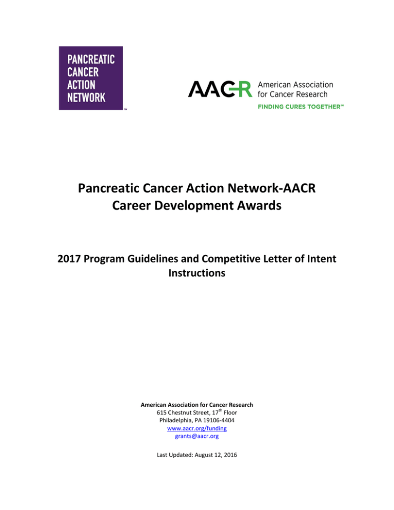 AACR Career Development Award Pancreatic Cancer Action