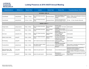 Ludwig Presence at 2016 AACR Annual Meeting