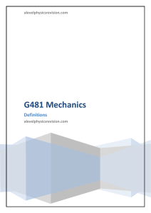 G481 Mechanics Definitions