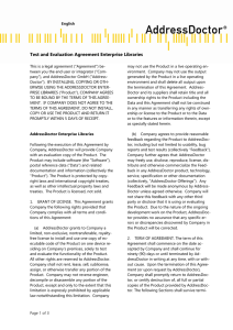 Test and Evaluation Agreement Enterprise Libraries