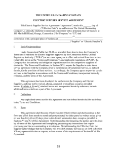 Electric Supplier Service Agreement / Terms and Conditions