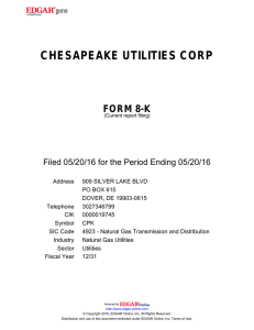 chesapeake utilities corp form 8-k