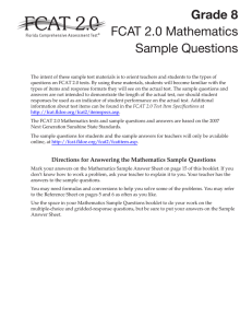 FCAT 2.0 Grade 8 Mathematics Sample Questions