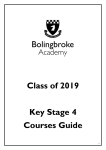 Class of 2019 Key Stage 4 Courses Guide