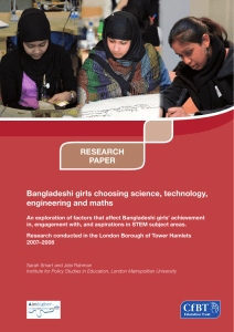 Bangladeshi girls choosing science, technology, engineering and