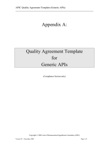 Appendix A: Quality Agreement Template for Generic APIs