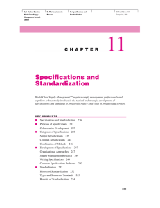 Specifications and Standardization - McGraw