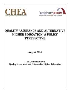 The Commission on Quality Assurance and Alternative Higher