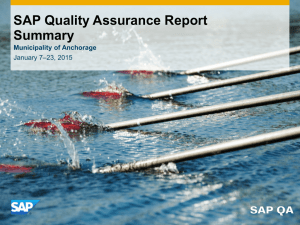 SAP Quality Assurance Report Summary Municipality of Anchorage