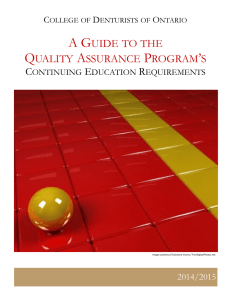 A GUIDE TO THE QUALITY ASSURANCE PROGRAM`S