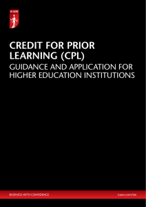 Credit for Prior Learning (CPL)