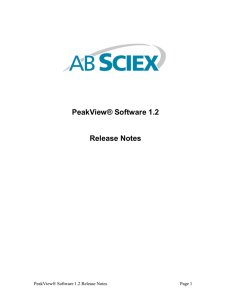 Peakview 1.2 Software Release Notes