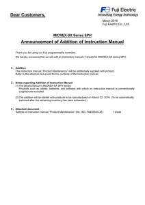 Dear Customers, Announcement of Addition of Instruction Manual