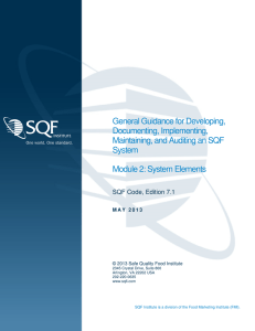 SQF Code, Ed. 7.1 Module 2 Guidance Document