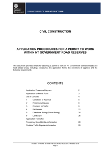 Permit to work within the NTG Road Reserve