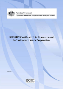 Certificate II in Resources and Infrastructure Work Preparation