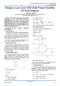 Design a Low Cost 1000 Watt Power Amplifier for Rural Nigeria