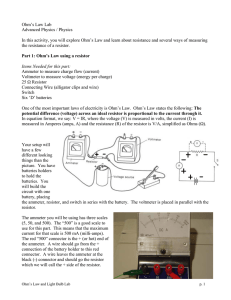 Ohm`s Law and Light Bulb Lab