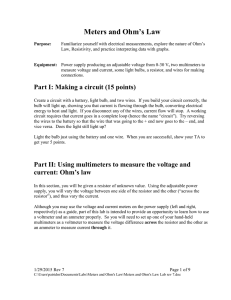 Meters, Ohm`s Law, and Resistors in Series