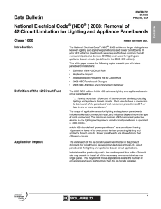 2008: Removal of 42 Circuit Limitation for Lighting and Appliance
