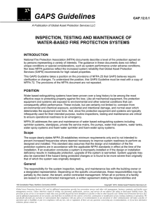 Inspection, Testing and Maintenance of Water-Based Fire