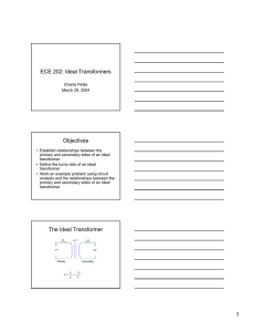 1 ECE 202: Ideal Transformers Objectives The Ideal Transformer