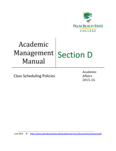 OUTLINE FOR CLASS SCHEDULING POLICY MANUAL