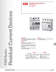 Residual current devices F200 Series UL 1053